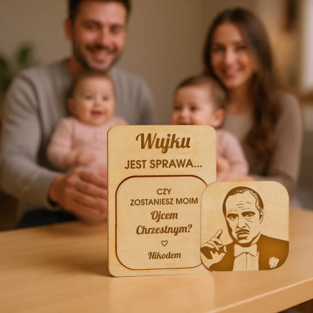 Piękna prośba o zostanie ojcem chrzestnym magnes w kopercie kraftowej